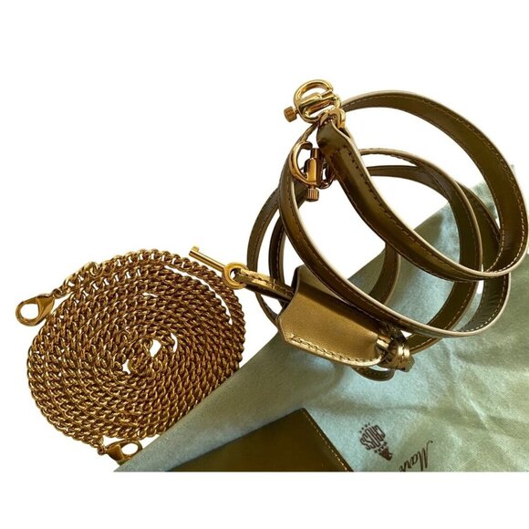 Mark Cross Grace Mini Box Leather Handbag Crossbody Gold Mirror + 2 Straps + key - Picture 3 of 17